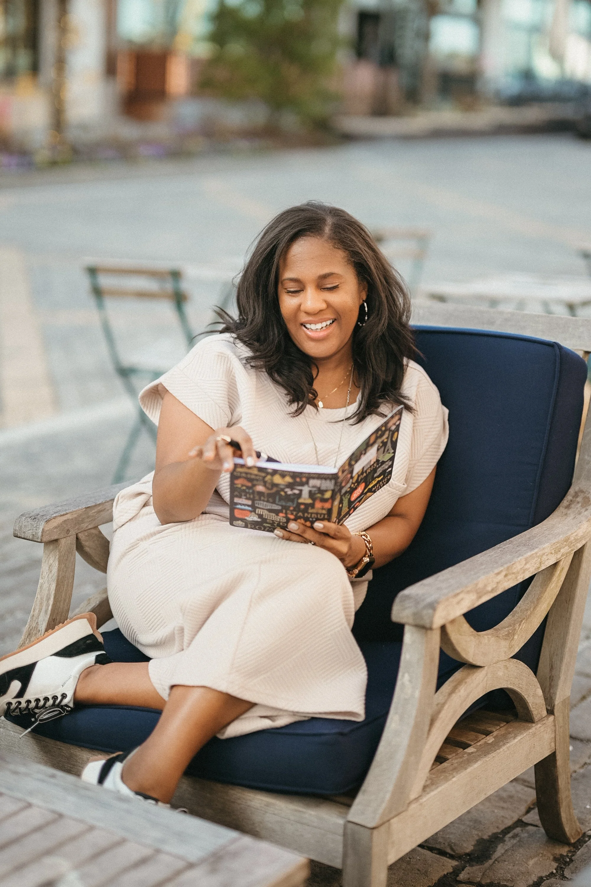 Chanel Dokun at Trilith journaling as part of the reclaim the morning personal growth exercise