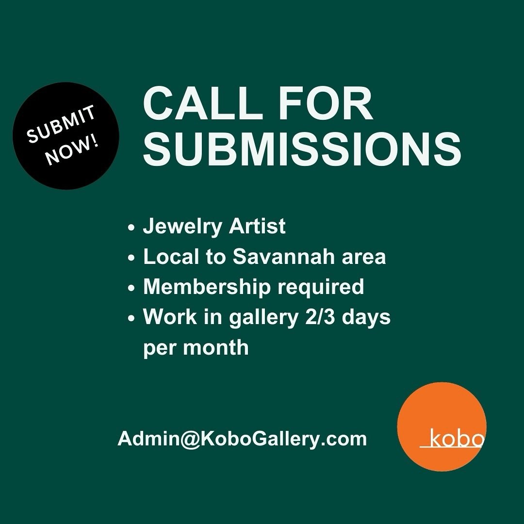 Do you know a talented jewelry artist living in the Savannah area wanting gallery representation? Apply to Kobo Gallery today!

&bull; Local to Savannah area
&bull; Membership required
&bull; Work in gallery 2/3 days per month

Complete the applicati