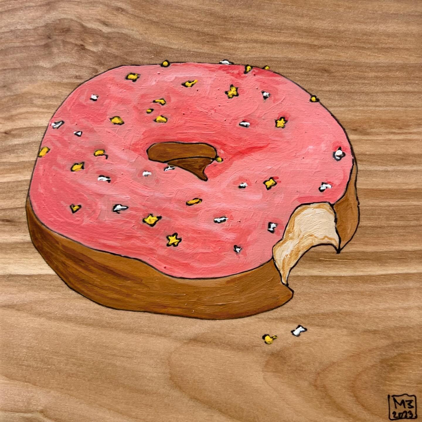 Delicious Mini Donuts hand painted by Marta M. McWhorter. Ink and Acrylic on Birch Plywood
4.5 &times; 4.5&rdquo; each.

The only donut that will last you a lifetime! View these and more @kobogallery today. 
.
.
.
#KoboSav #KoboSavannah #Martamcwhort