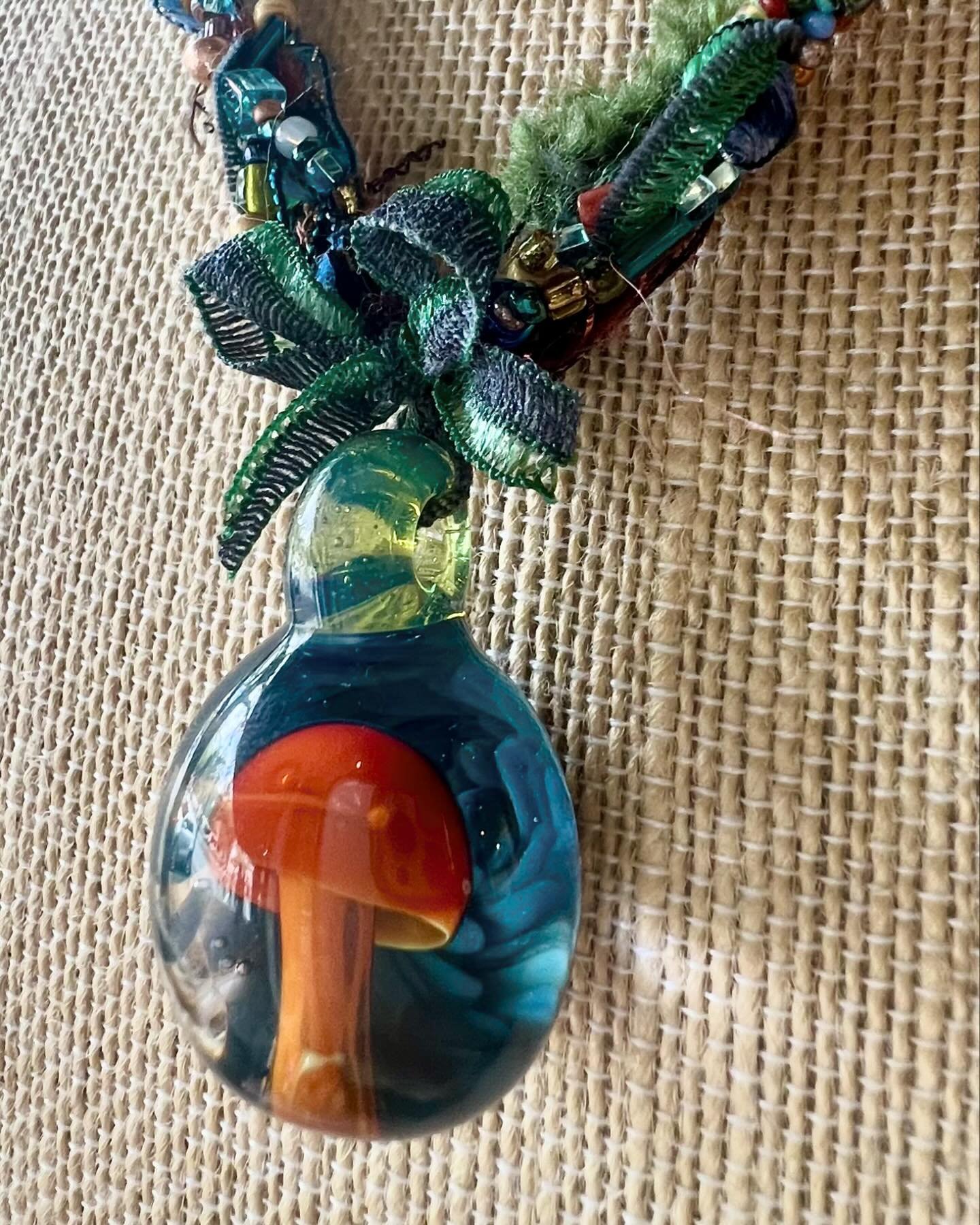 Handmade mushroom necklace by @doris_grieder available only from Kobo Gallery, 33 Barnard Street, Savannah GA. 
.
.
.
#KoboSav #KoboGallery #SavannahArt #Art912 #SavannahArtist #SavannahGallery #handmadenecklace #mushroomnecklace #mushroomart #glassn