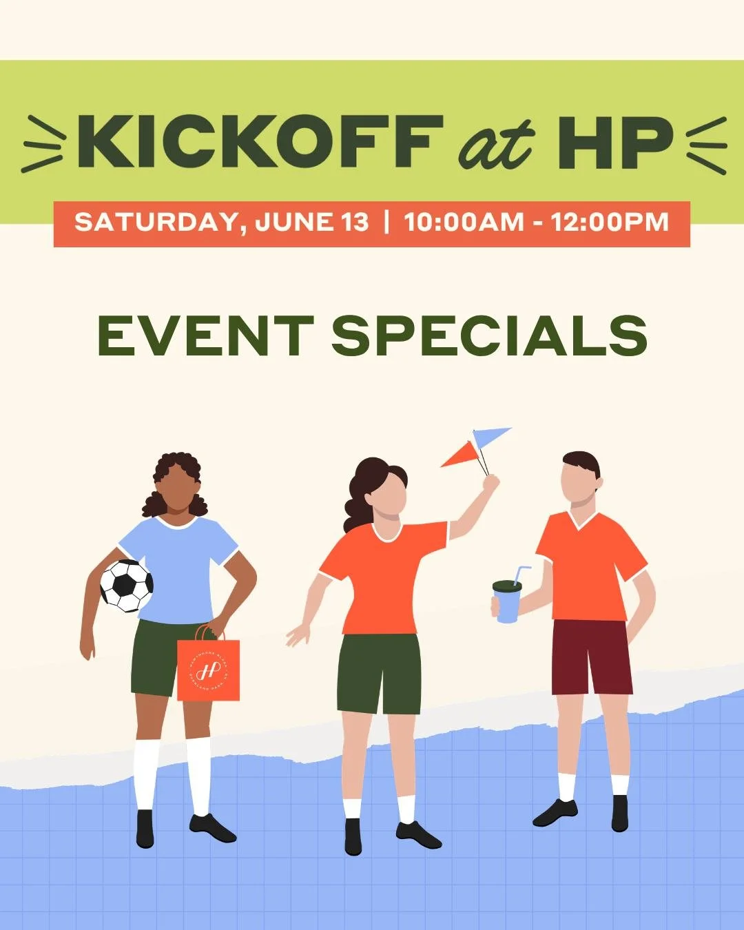 Kickoff at HP is almost here! ⚽ Join us Saturday, June 13 from 10AM&ndash;12PM for a morning packed with family fun, activities, giveaways, and exclusive offers from your favorite Hawthorne Plaza businesses.

Event specials include:
⚽Enter-to-win raf