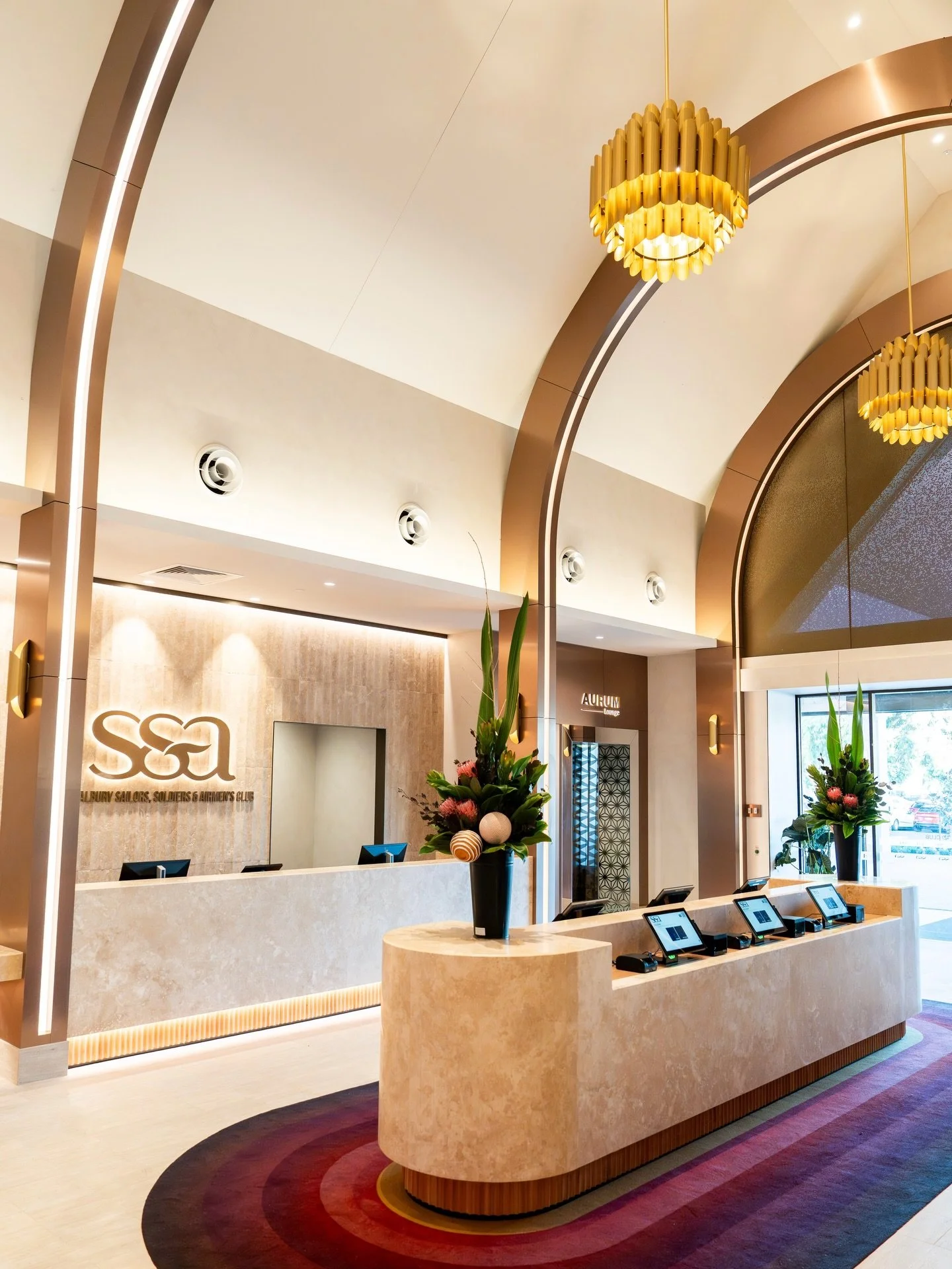 Step inside the foyer and the story continues, more ORA Pendants guide you through the entrance of the newly refurbished @ssa_albury. 

Part of the redesign led by @rubicondesign, the foyer now feels both grand and inviting. 
Photography by @sundaymu