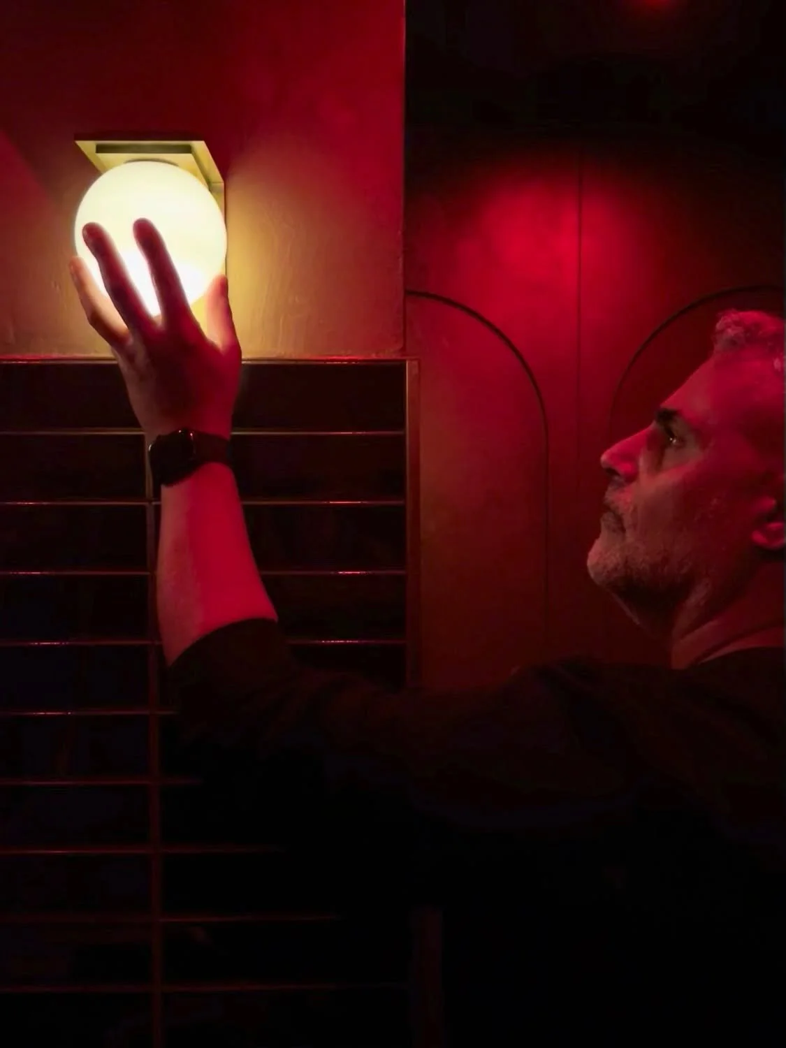 Originally we installed the spicy flame-red glass shades in the washroom, but decided it was a little dark for mirror lighting, so we changed the DAIS orbs to a cloudy white to give greater illumination while glancing in the mirror.

Project @barjayd