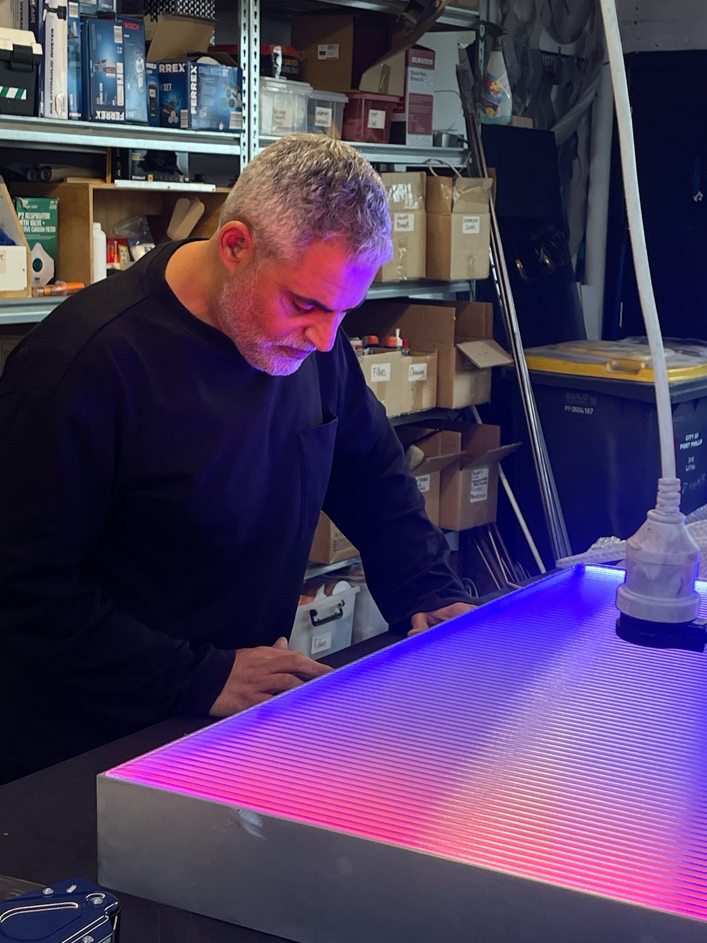 Sneak peek into what we&rsquo;ve been up to for Melbourne Design Week.

New light art work in progress, exploring that edge where glass holds form and light begins to shift it into something less defined.

Form &amp; Phenomenon
Showing at @goldstone_
