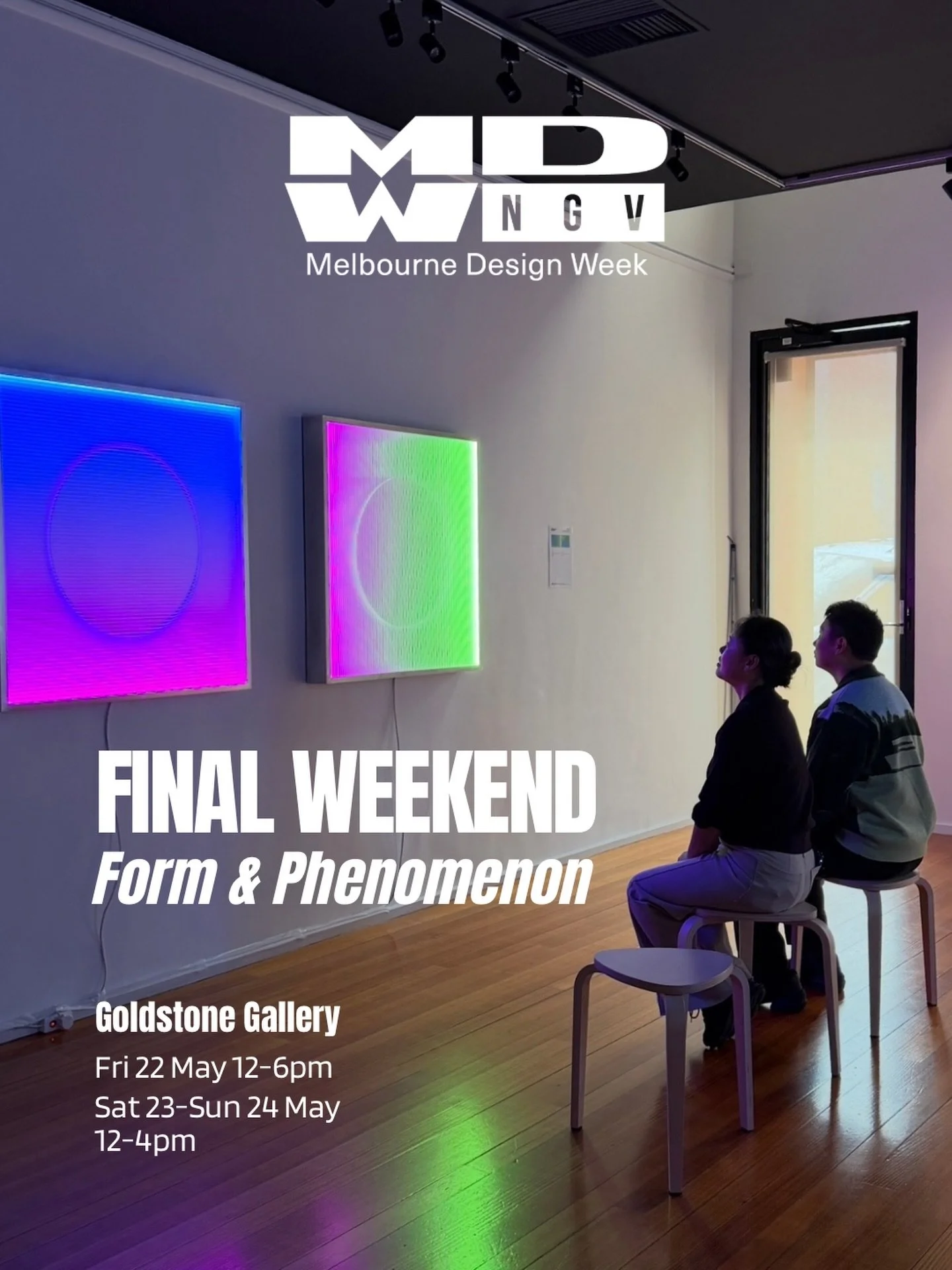 Final weekend to experience &ldquo;Form &amp; Phenomenon&rdquo; at @goldstone_gallery_australia 
41 Derby Street, Collingwood. 

Featuring new luminous sculptures and handcrafted objects that manipulate the visible spectrum, shifting the way light in