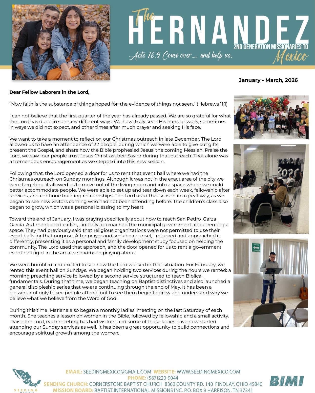 🙏🏼Here is our Spring 2026 Prayer letter! Thank you so much for your prayers! The Lord is working tremendously here!!🙌🏼