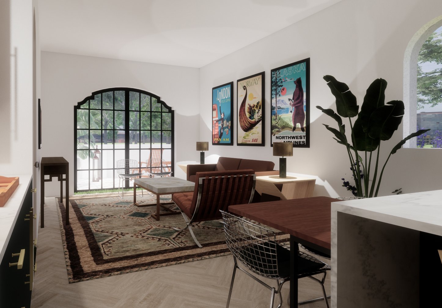 Residential living room rendering (SketchUp/Enscape)