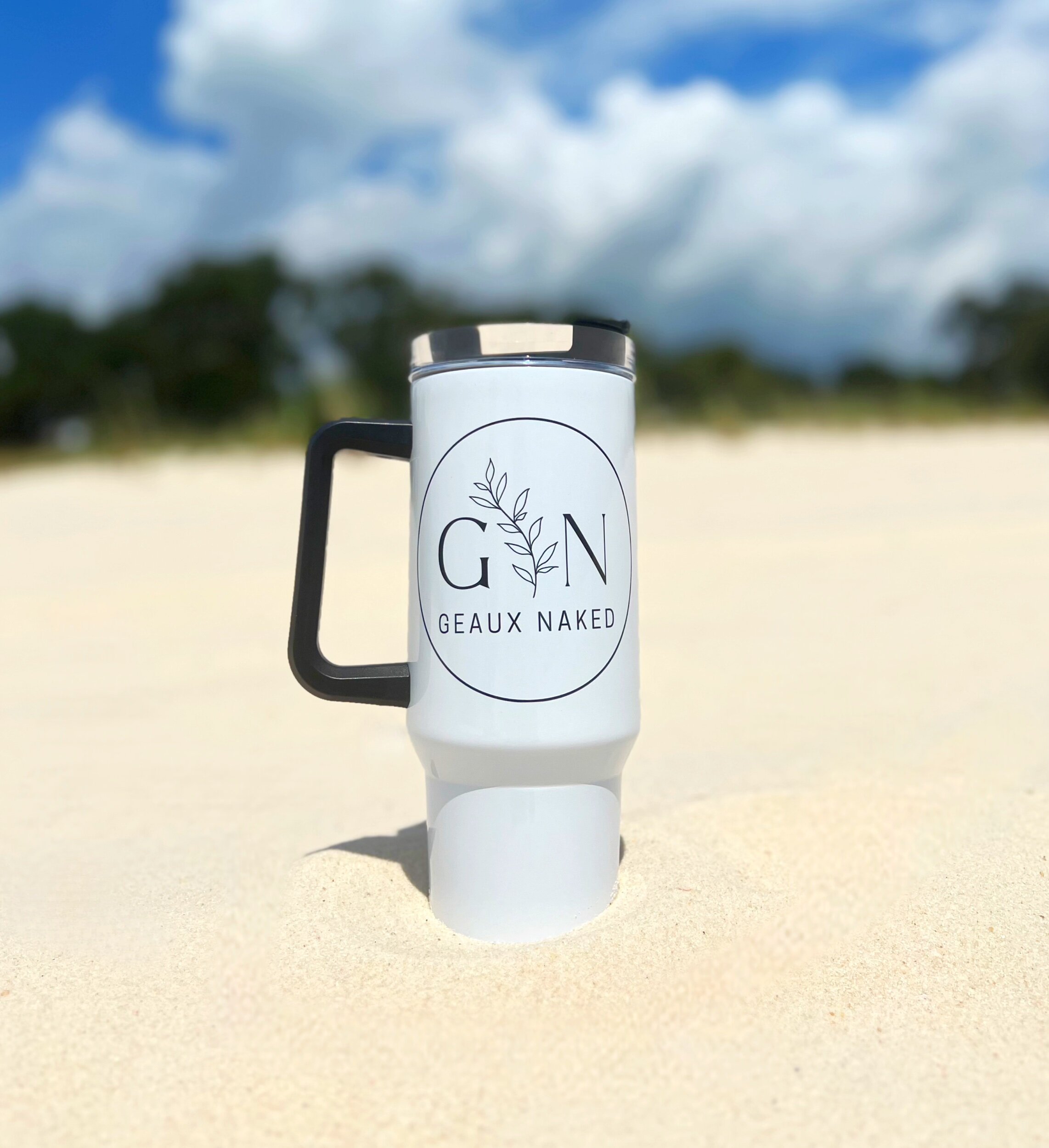 40oz White Tumbler with Straw
