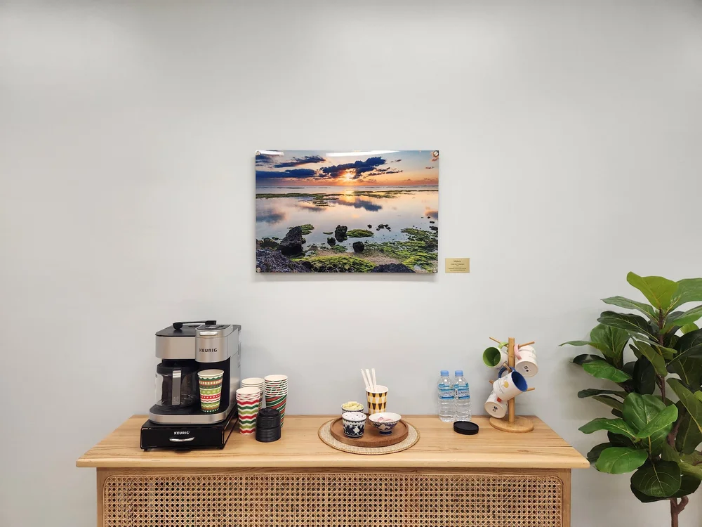 Original Okinawa Landscape Metal artwork on display in Kadena Education Center // Remote Work Okinawa location