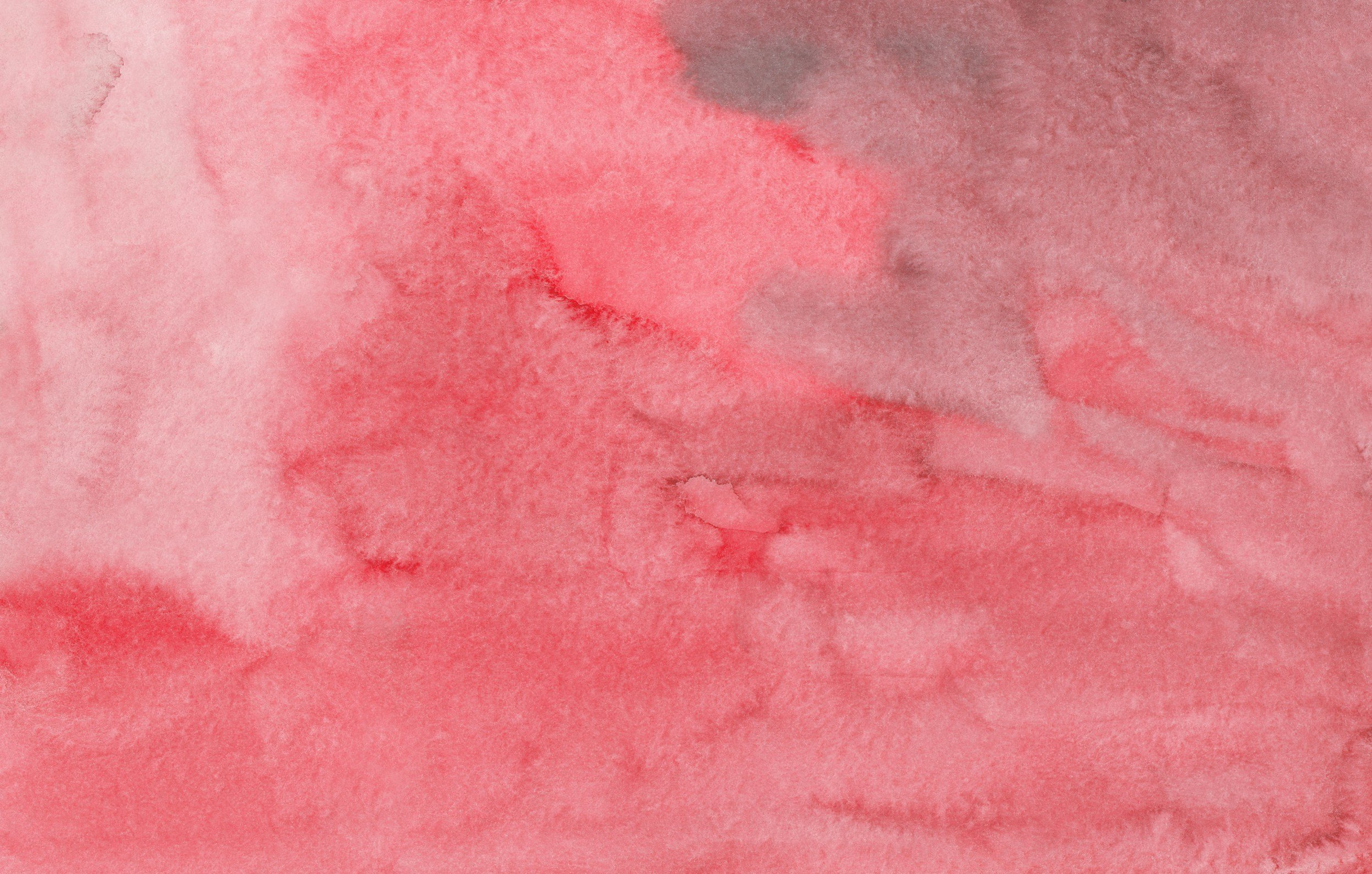 A watercolor painting with shades of red and pink, with some darker spots and lighter areas, creating a soft abstract background.