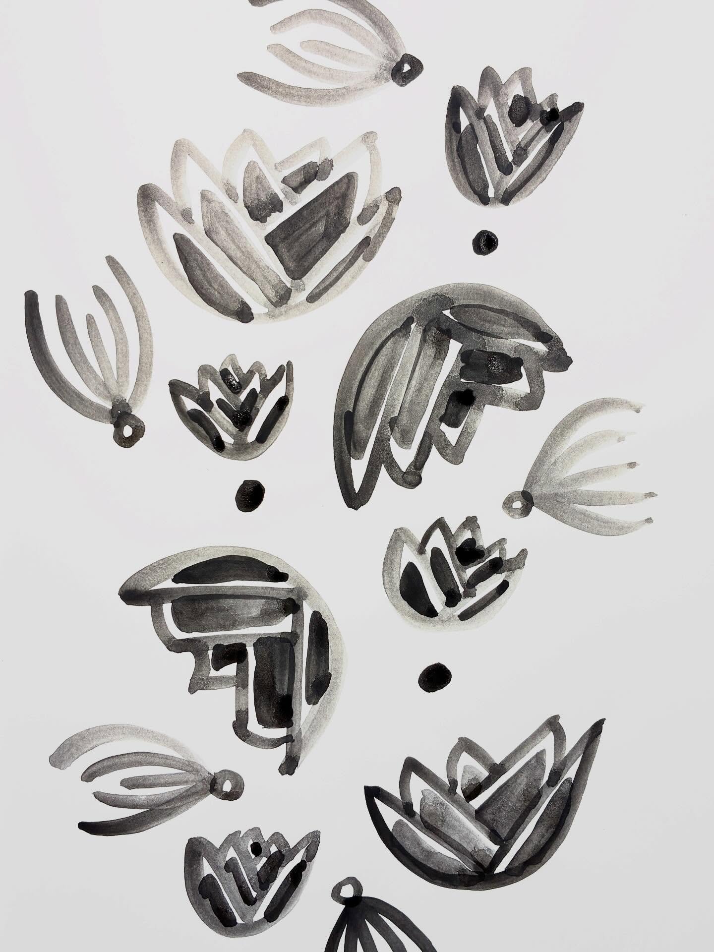 Pattern warm up with gouache.