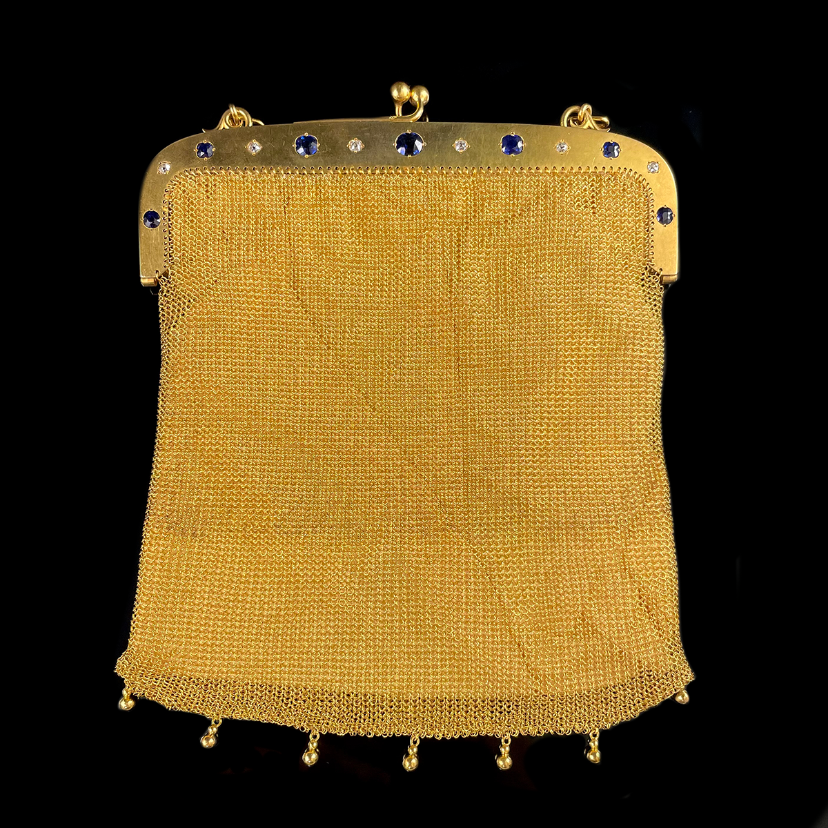 French 18K Yellow Gold Sapphire and Diamond Purse.png