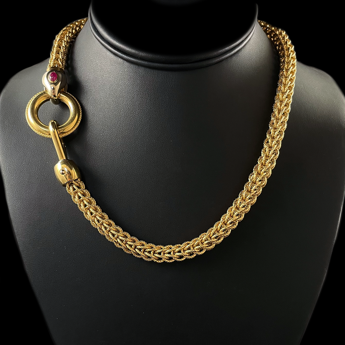 Italian 18K Yellow Gold Woven Necklace signed Signoretti.png