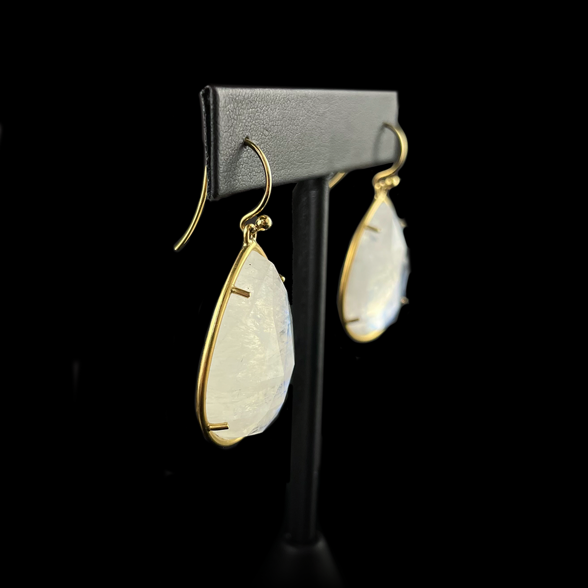 18K Yellow Gold Moonstone Wire Earrings Side.png