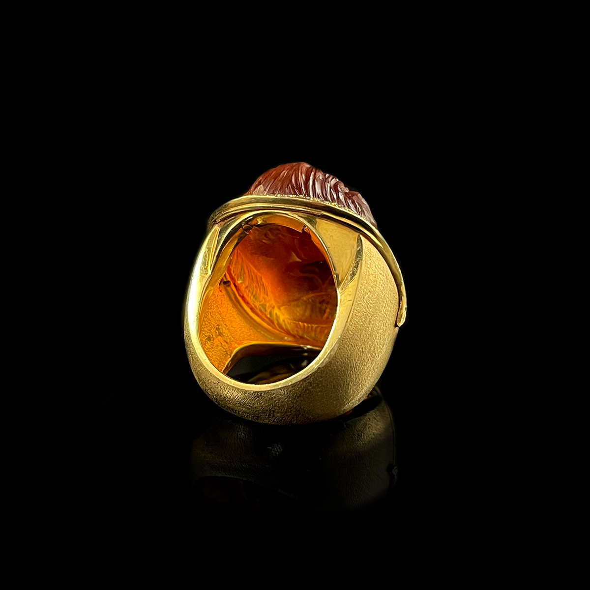 18K Yellow Gold Lion's Head Carved Citrine Ring Back.png