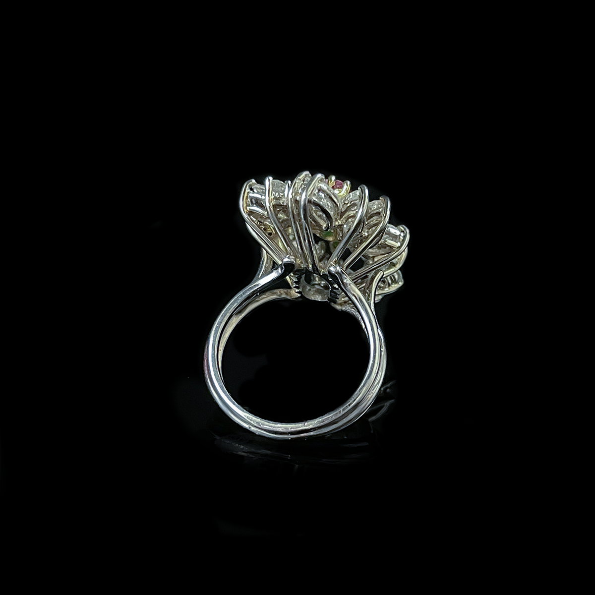 14K Yellow:White Gold Diamond, Emerald, Ruby, and Sapphire Cluster Ring Back.png