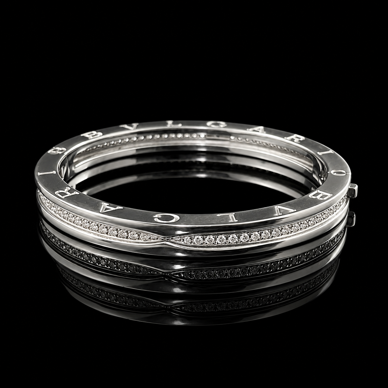 Bvlgari B.Zero1 Bangle in 18K White Gold and Diamonds