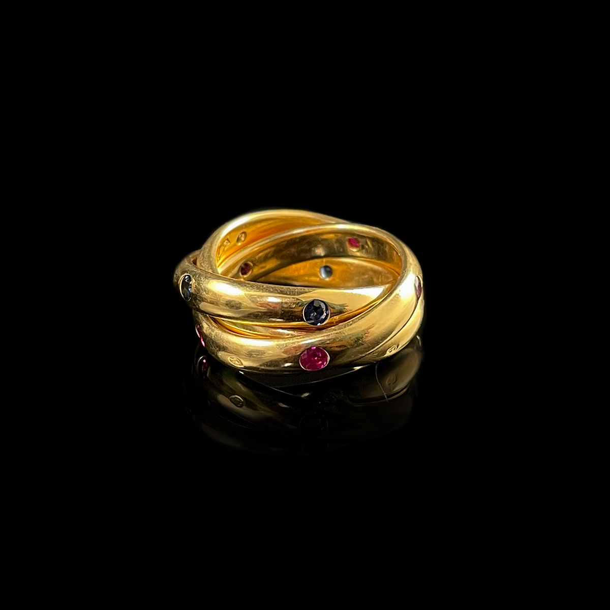 18K Yellow Gold Cartier Gemstone Trinity Ring