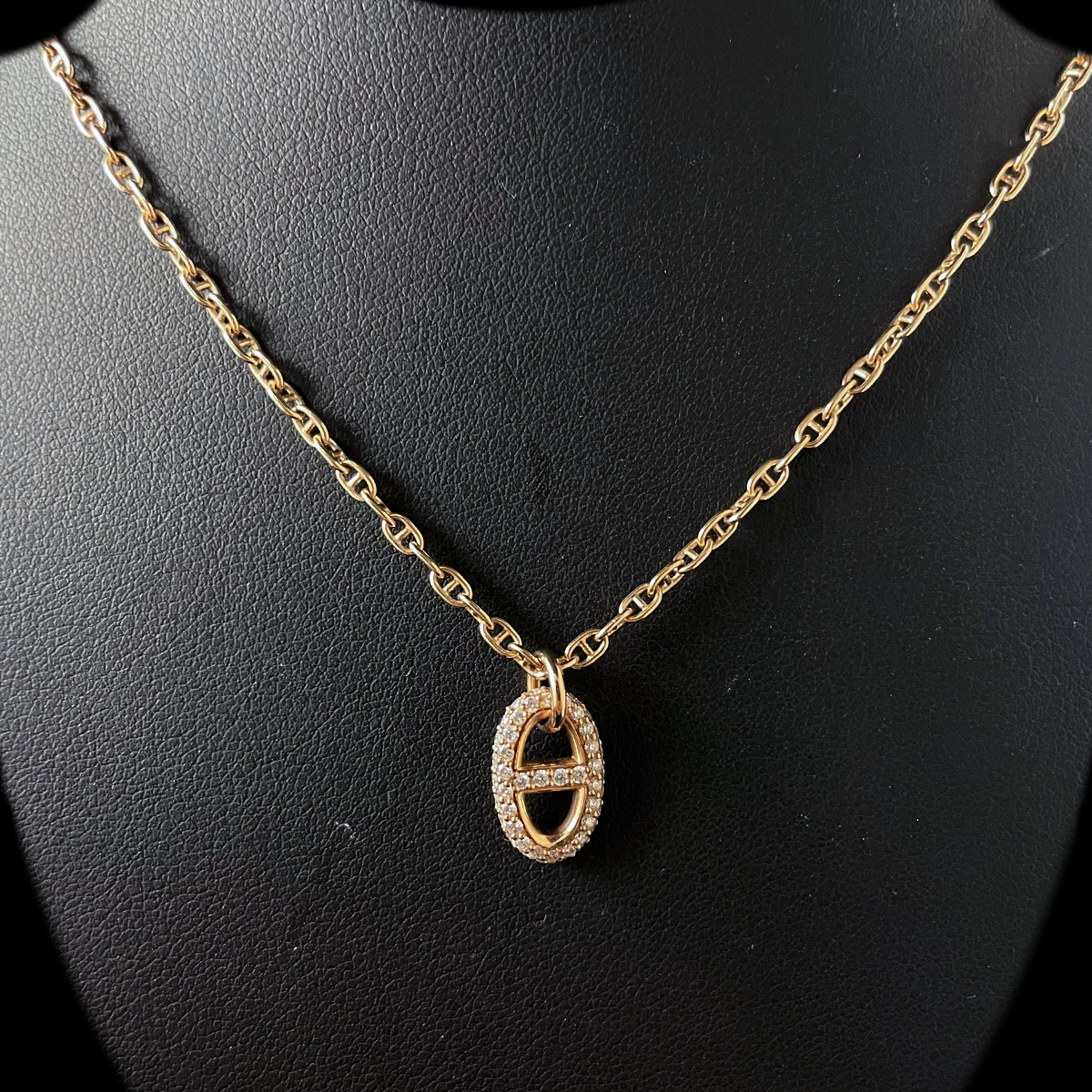 18K Rose Gold Hermes Farandole Pendant with Diamonds Closeup.png