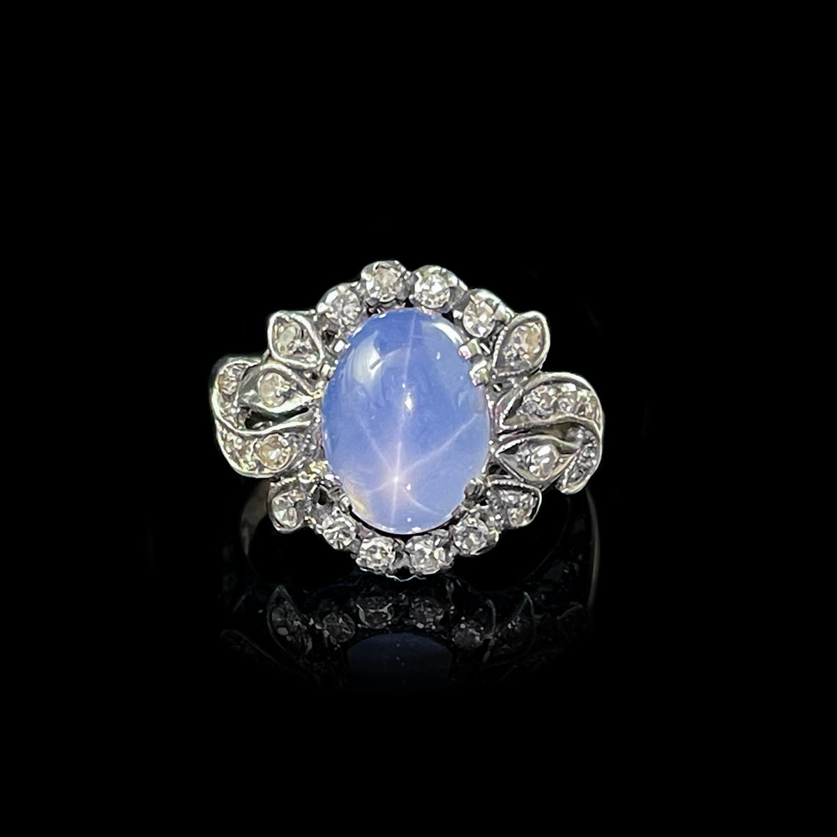 Silver-Topped 14K Yellow Gold Star Sapphire and Diamond Ring Star.png