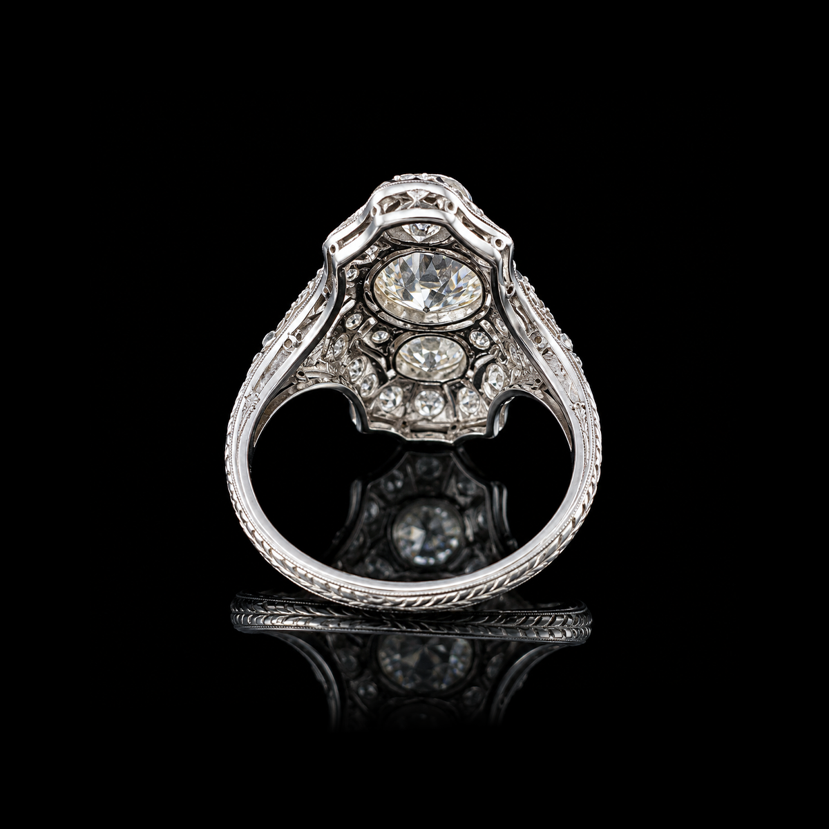 Art Deco Platinum Diamond Three-Stone Ring Back.png