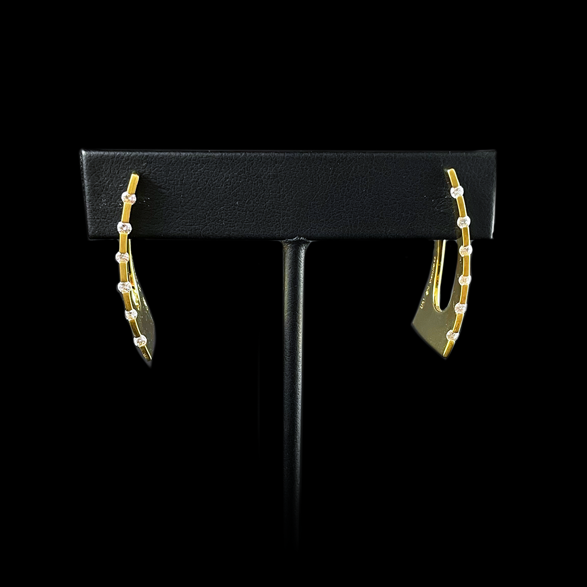 French 18K Yellow Gold Diamond Earrings signed Michael Sugarman.png