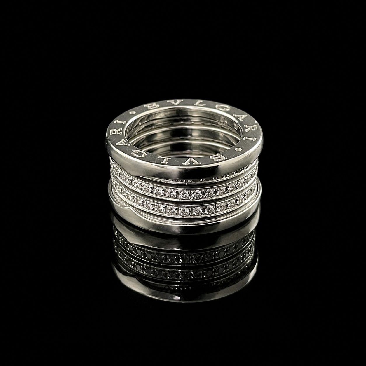 Bvlgari B.Zero1 Ring in 18K White Gold and Diamonds