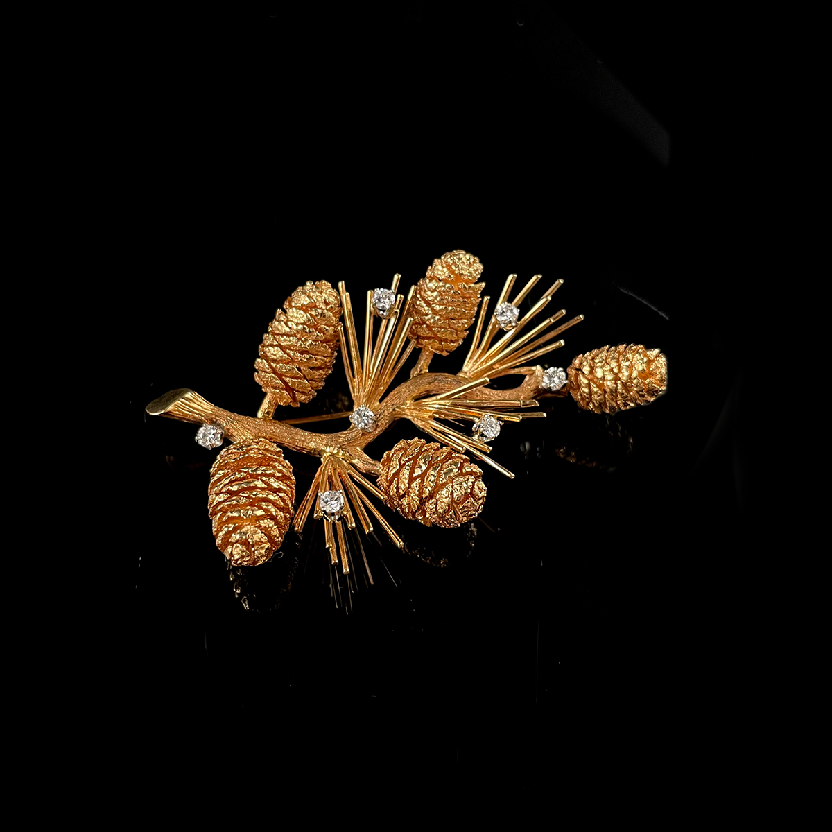 14K Rose Gold Diamond Pinecone Brooch.png