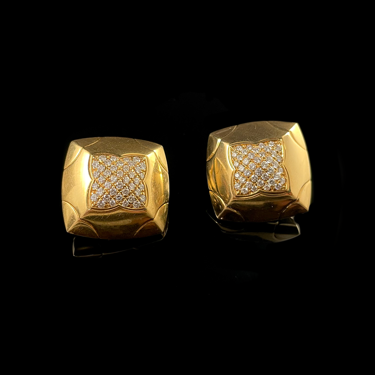 18k Yellow Gold Bvlgari Pyramid Earrings with Diamonds.png