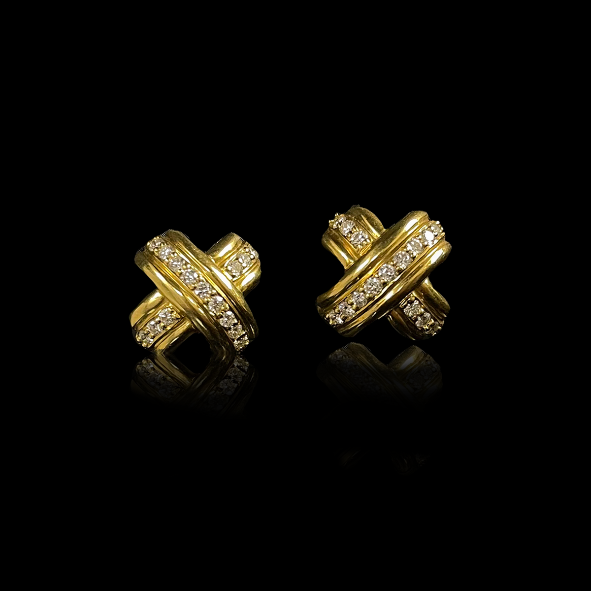 18K Yellow Gold Diamond X Earrings signed Tiffany & Co.png