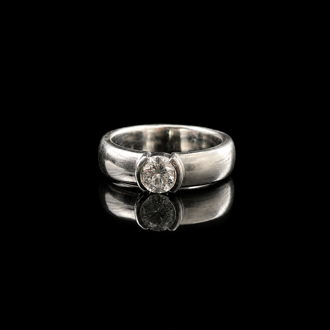 Platinum Diamond Solitaire Ring signed Tiffany & Co
