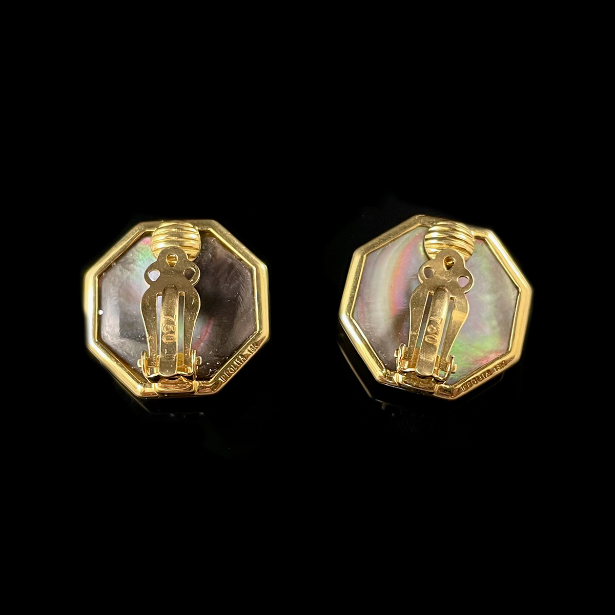 18K Yellow Gold Carved Quartz Earrings signed Ippolita Back.png