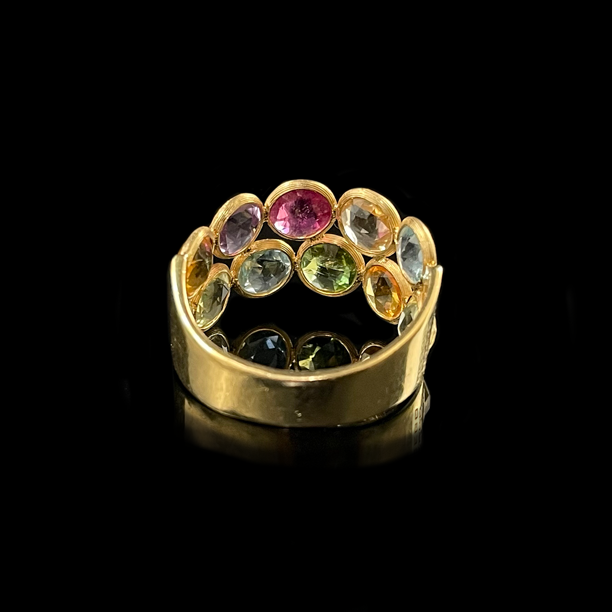 14K Yellow Gold Mixed Gemstone Ring signed Marco Bicego Back.png
