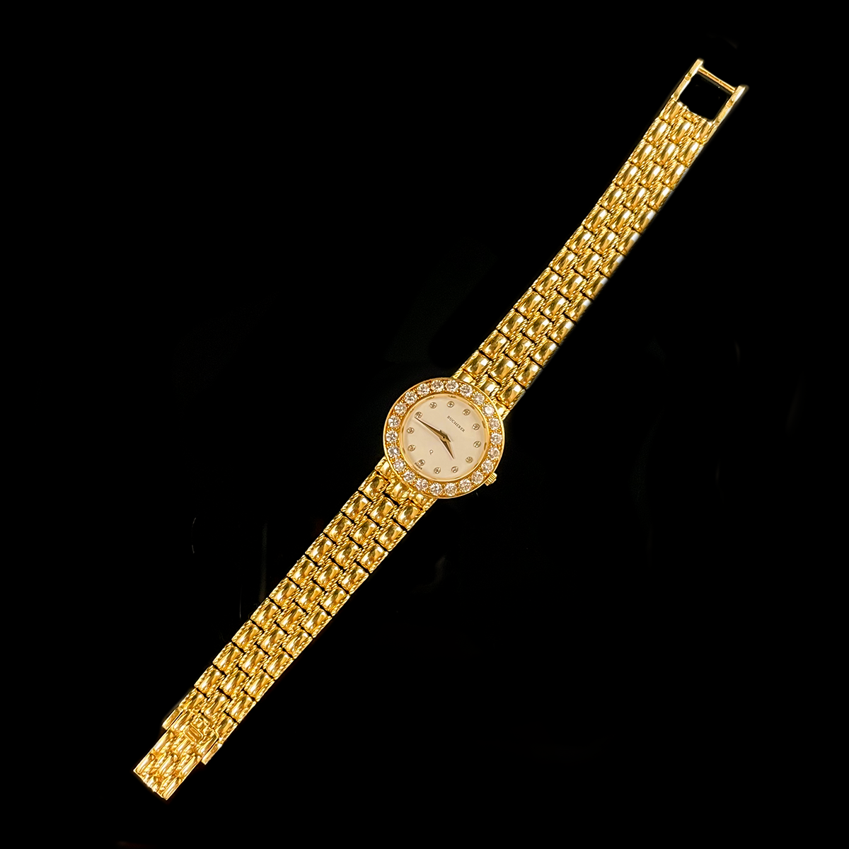 18K Yellow Gold Diamond Watch signed Bucherer Layed Out.png