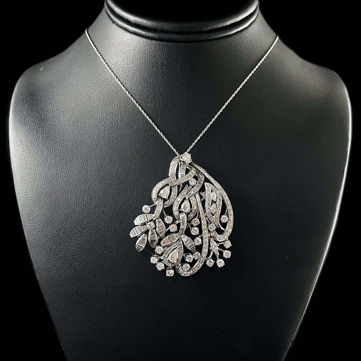 Midcentury Platinum Mixed-Cut Diamond Brooch _ Pendant.png