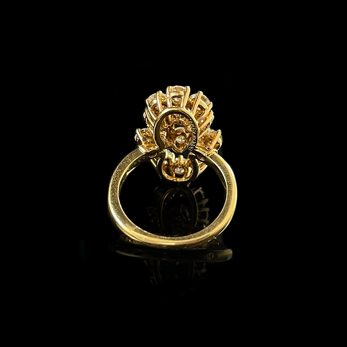 18K Yellow Gold Diamond Cluster Ring signed Boucheron Back.png