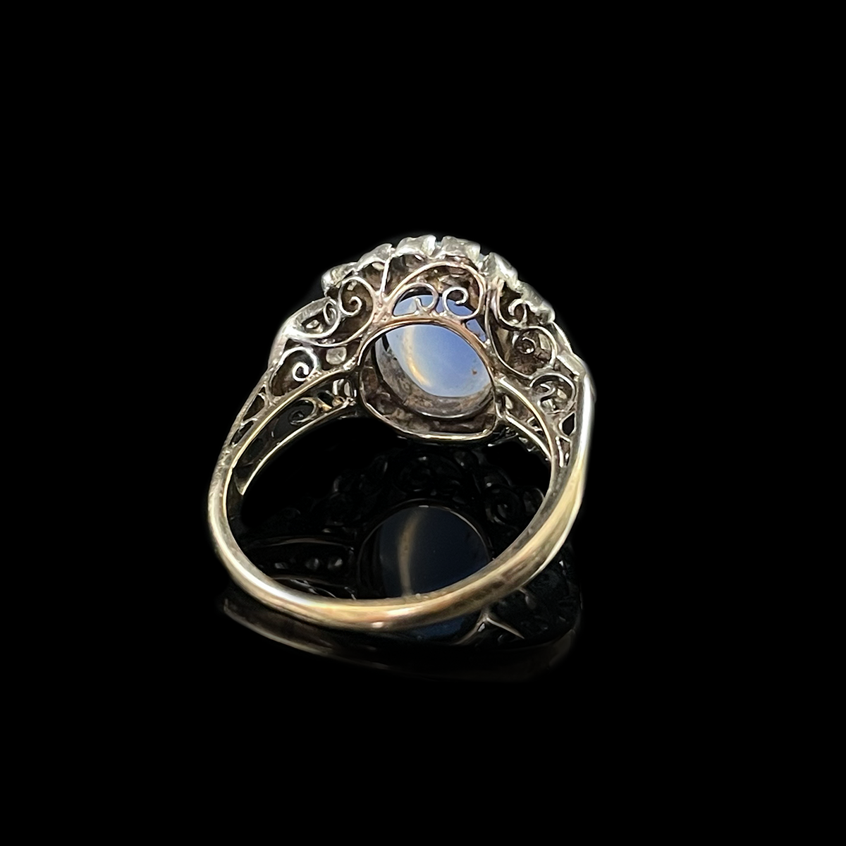 Silver-Topped 14K Yellow Gold Star Sapphire and Diamond Ring Back.png