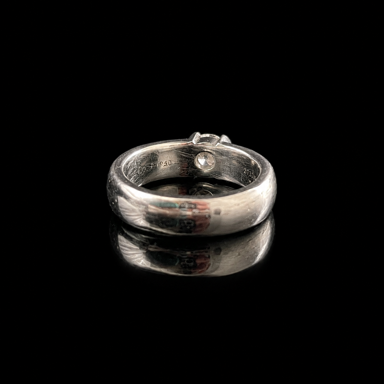 Platinum Diamond Solitaire Ring signed Tiffany & Co. Back.png