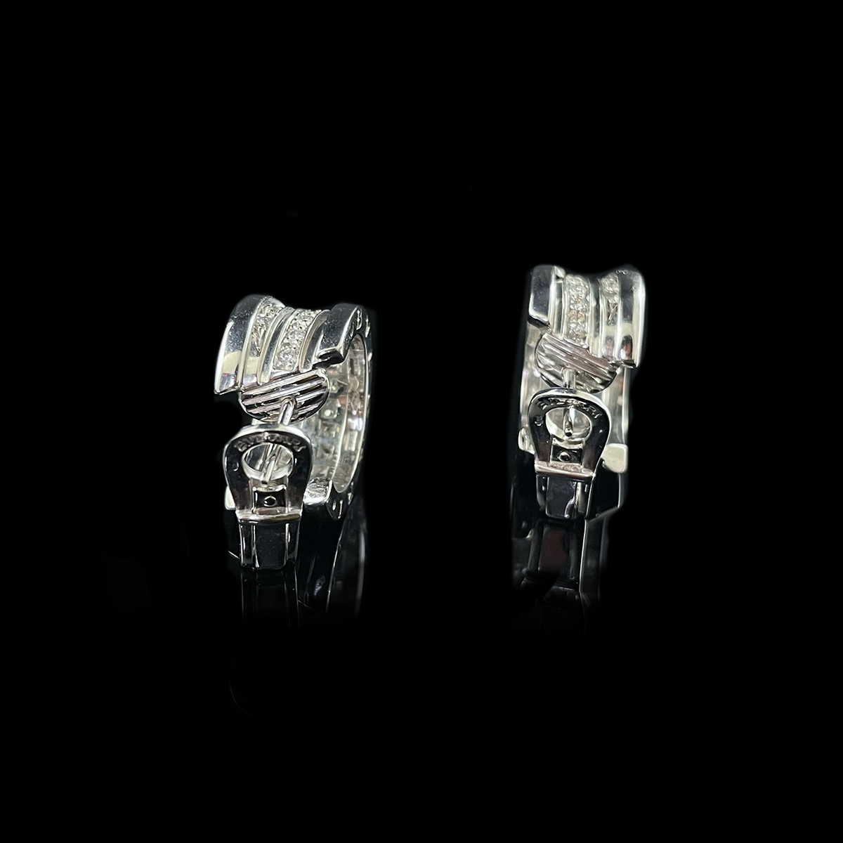 Bvlgari B.Zero1 Earrings in 18K White Gold and Diamonds Back.png