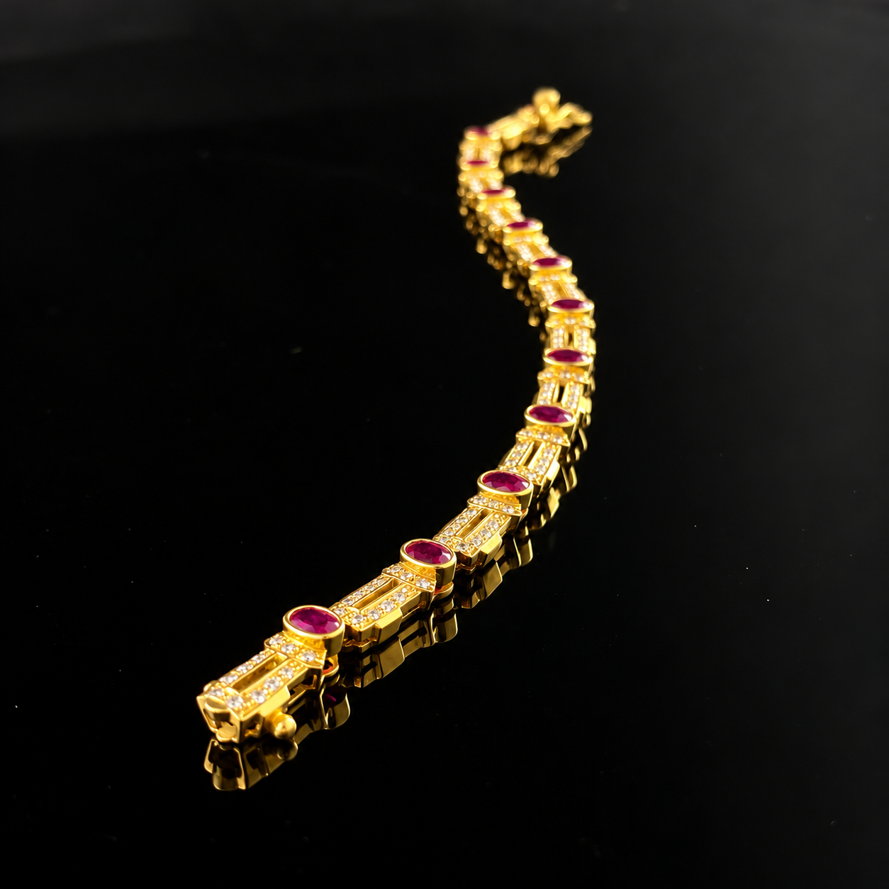 18K Yellow Gold Ruby and Diamond Bracelet.png