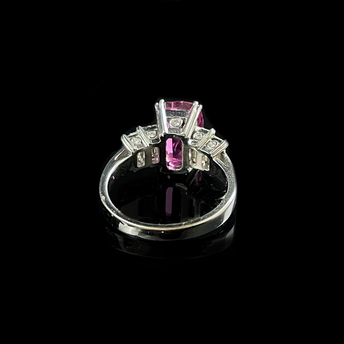 18K White Gold Pink Sapphire and Diamond Ring Back.png
