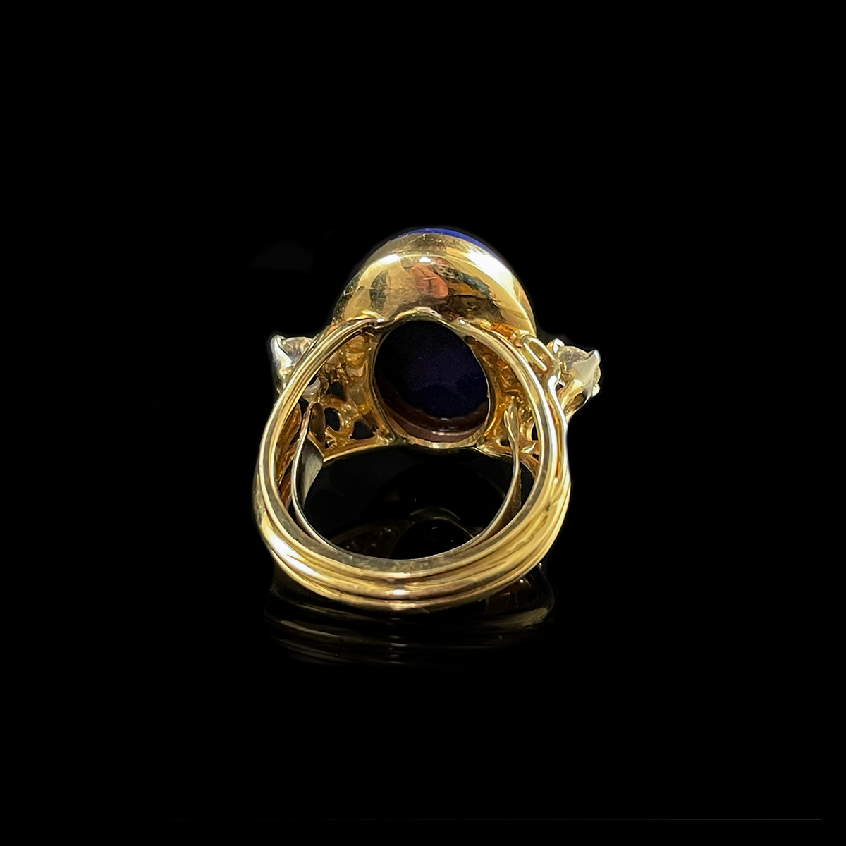 14K Yellow Gold Lapis and Diamond Ring Back.png