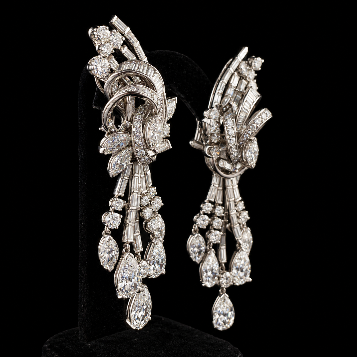 Platinum Diamond Hanging Earrings Side.png