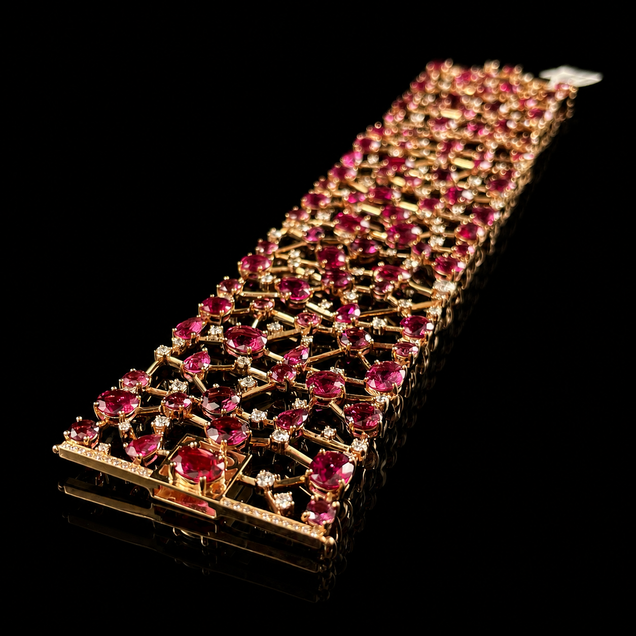 18K Rose Gold Rubellite Tourmaline and Diamond Bracelet Closeup.png