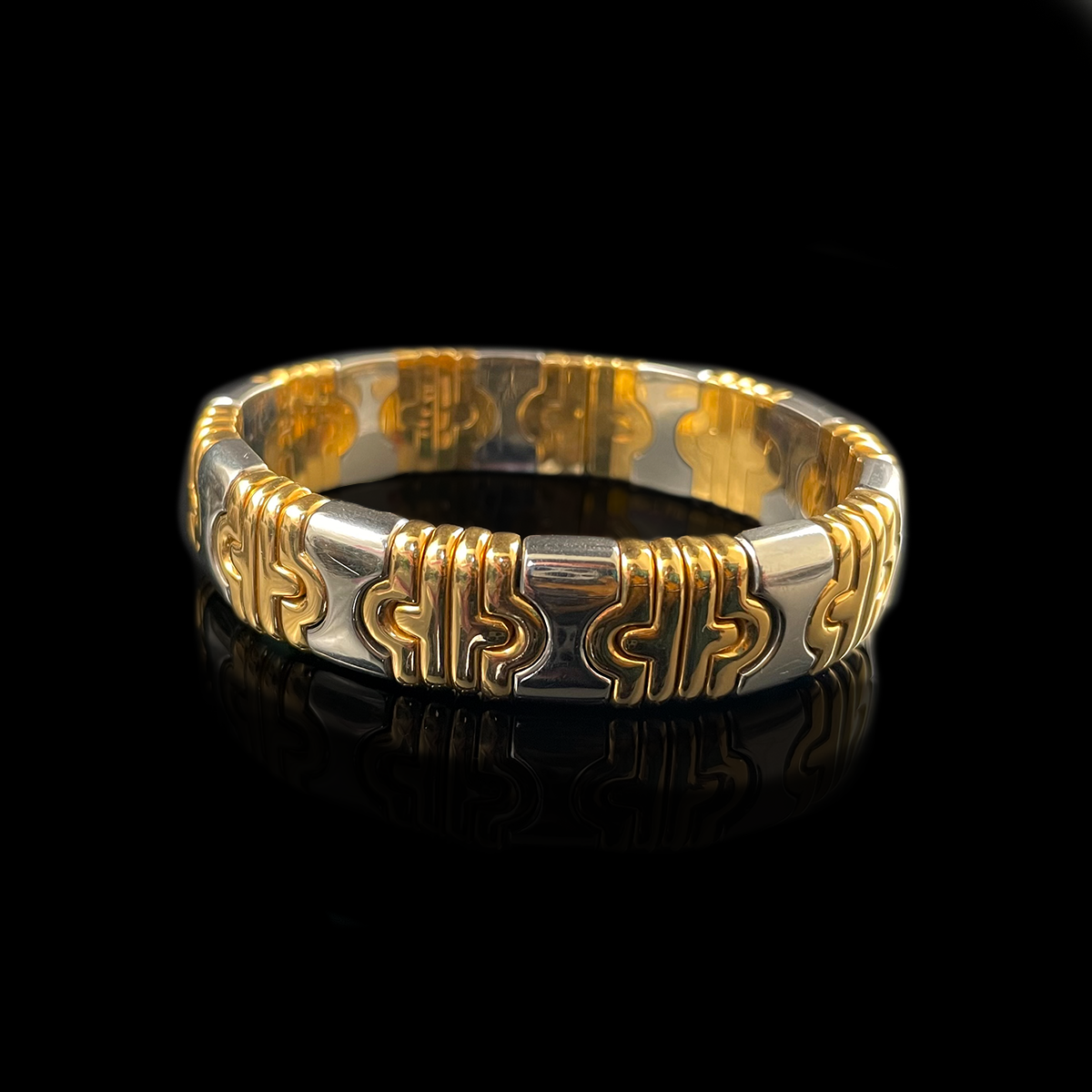 18K Yellow Gold and Stainless Steel Bvlgari Parentesi Cuff