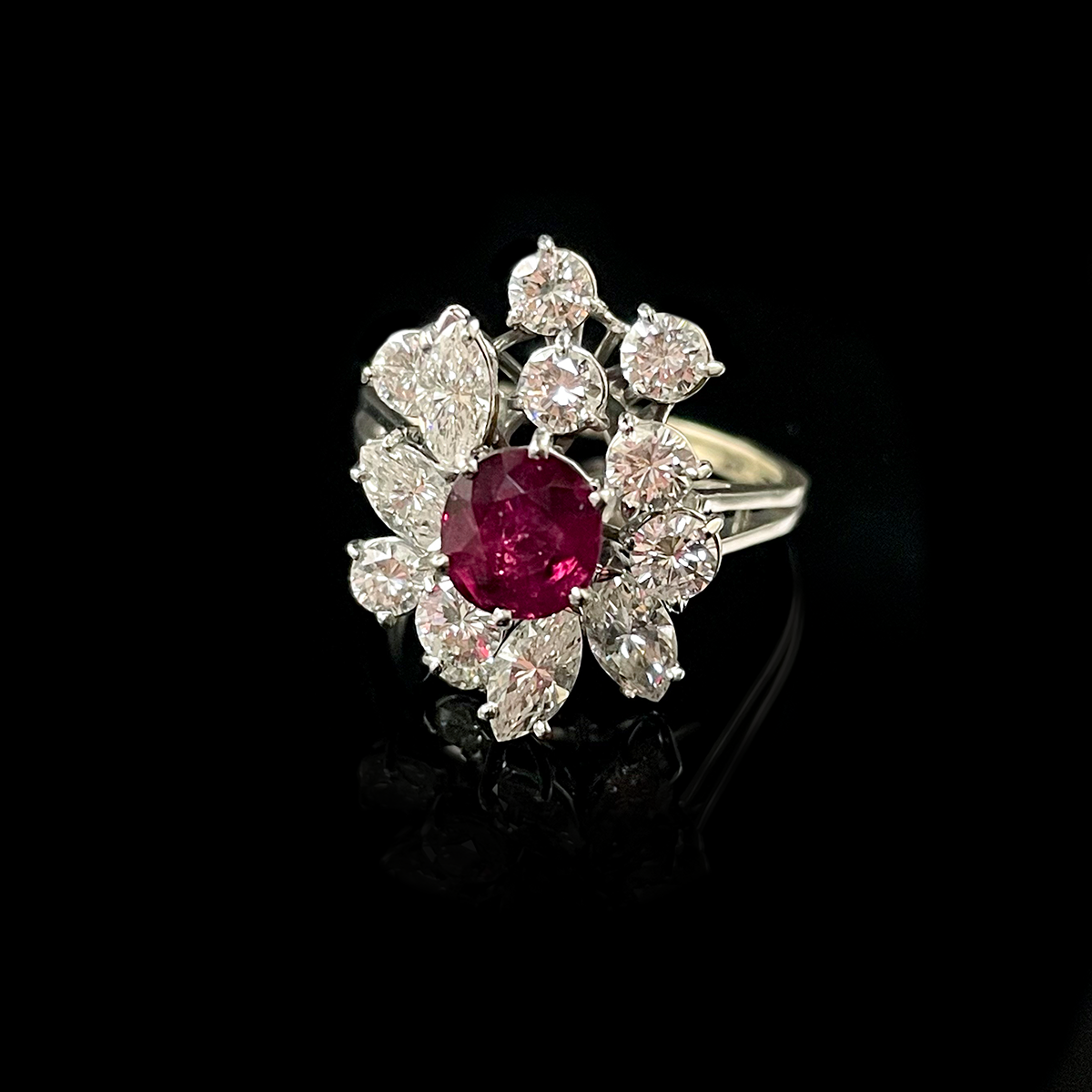 14K White Gold Ruby and Diamond Cluster Ring.png
