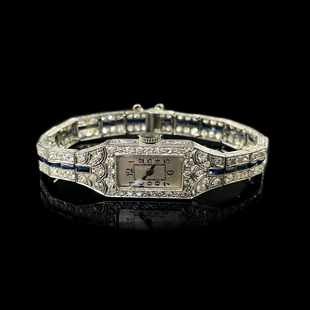Art Deco Platinum Sapphire and Diamond Watch.png