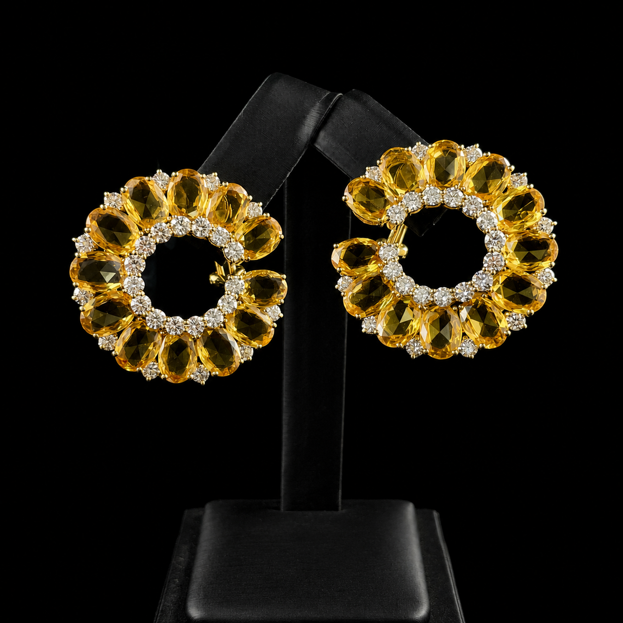 18K Yellow Gold Yellow Sapphire and Diamond Circular Earrings.png