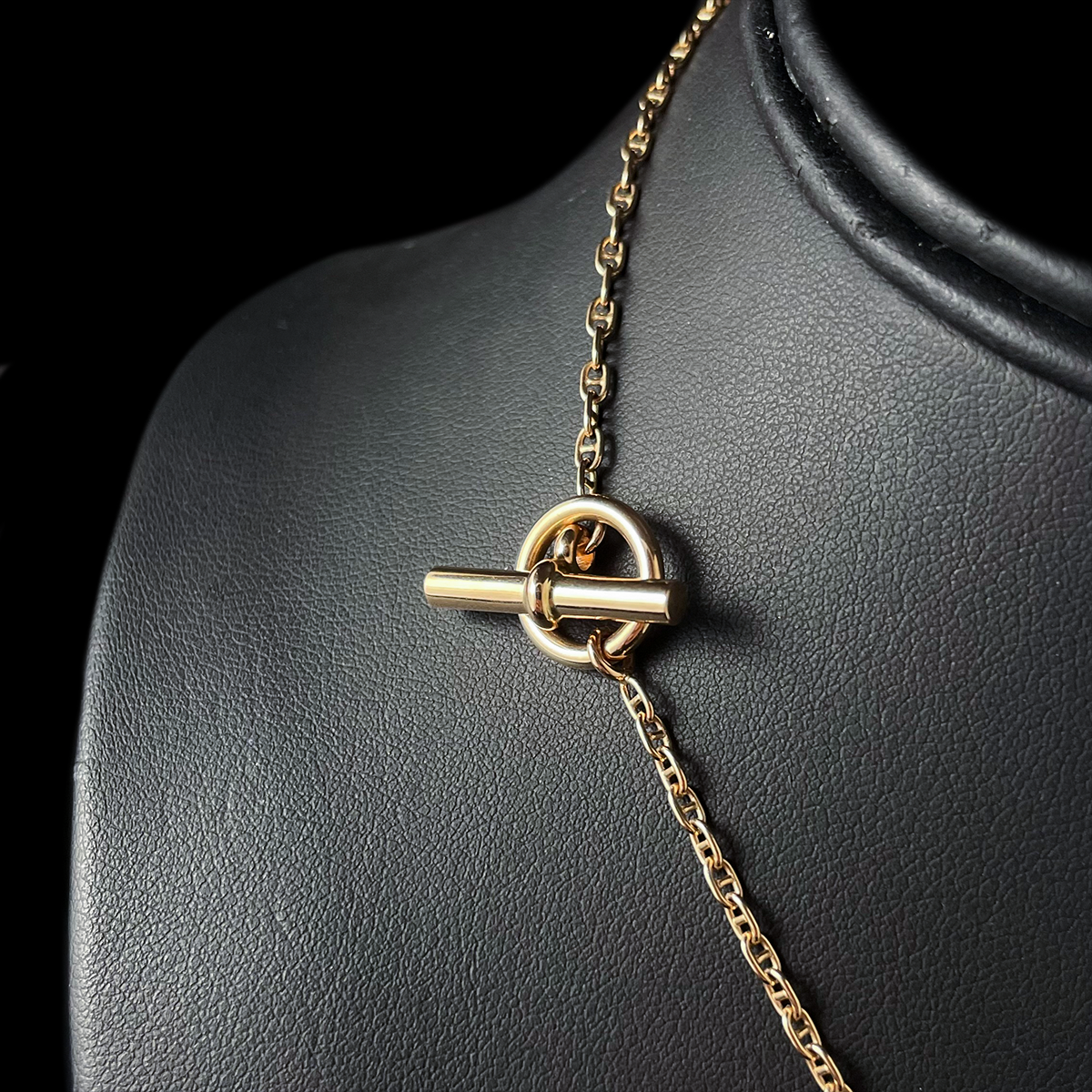 18K Rose Gold Hermes Farandole Pendant with Diamonds Closeup Side.png