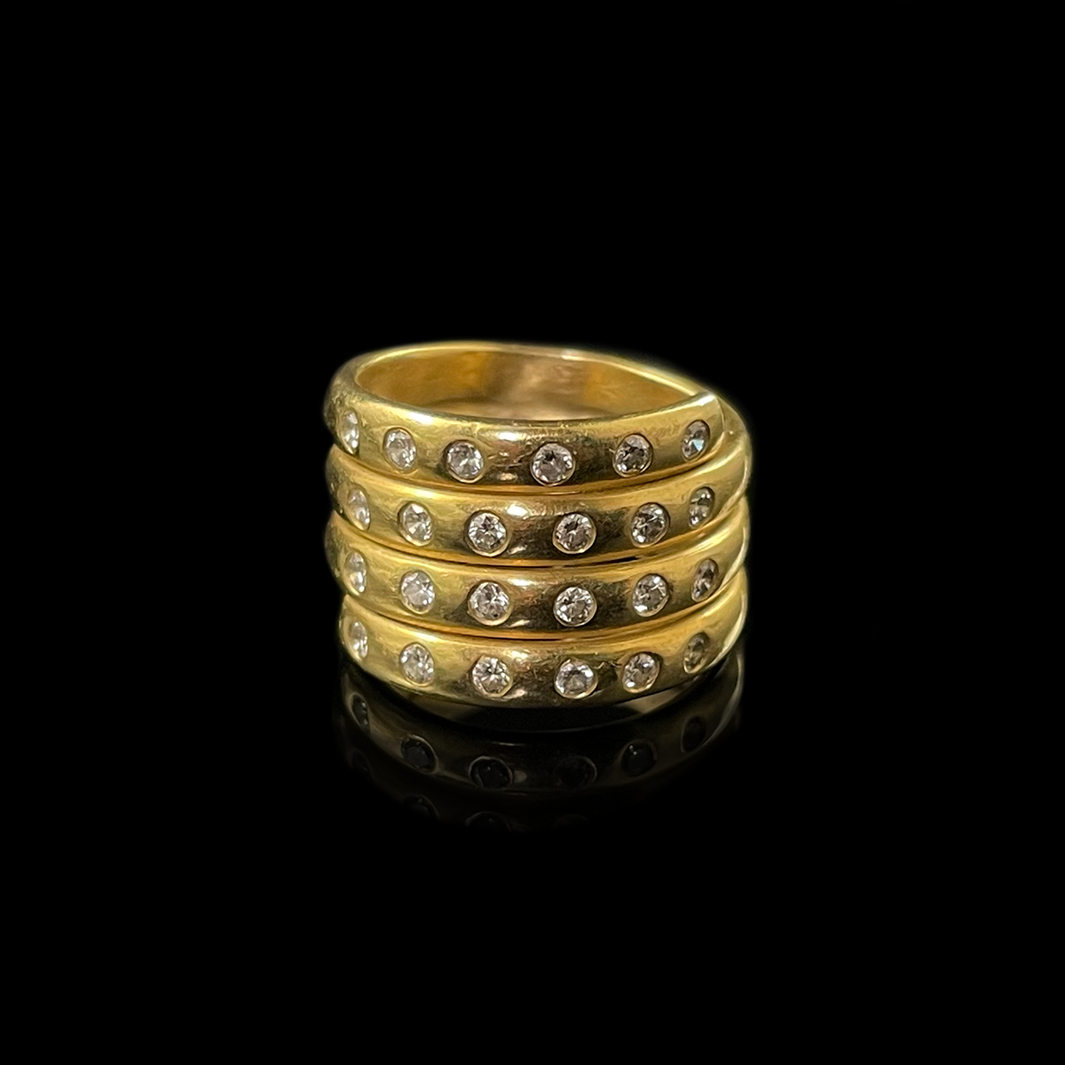 18K Yellow Gold Diamond Spring Ring
